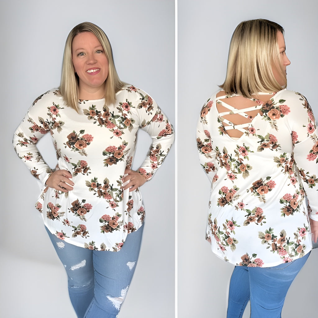 Floral Hacci Tunic with Criss Cross Back