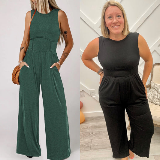 Round Neck Sleeveless Jumpsuit