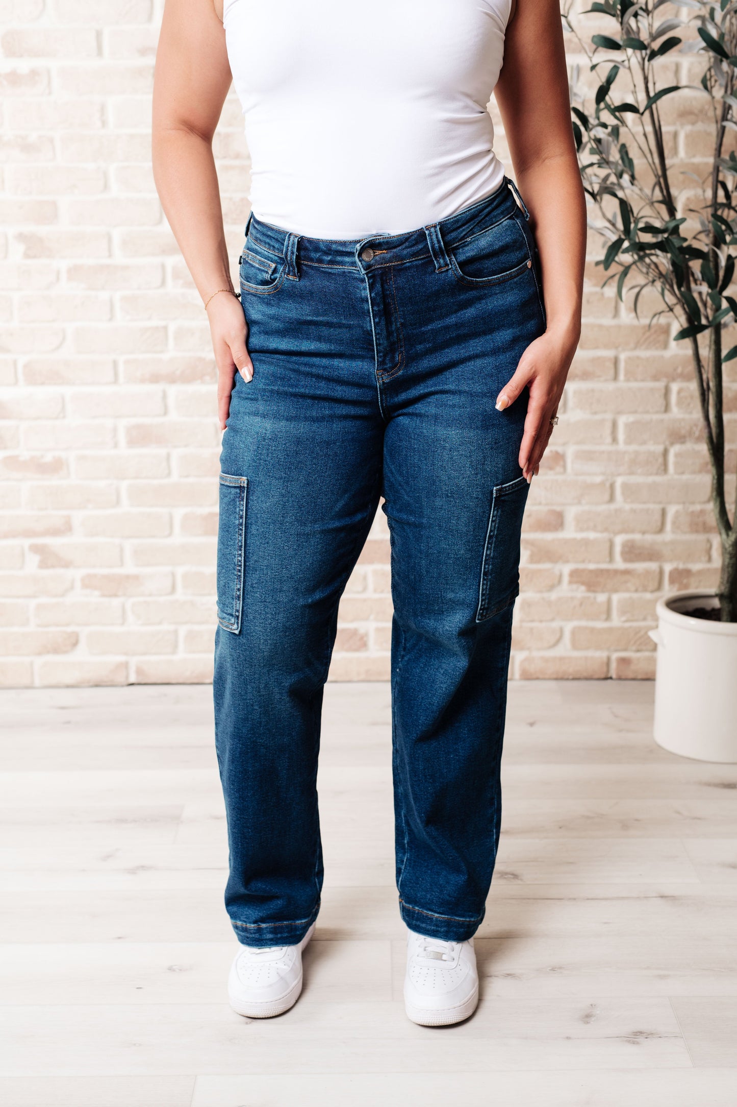 Leila High Rise Cargo Straight Jeans