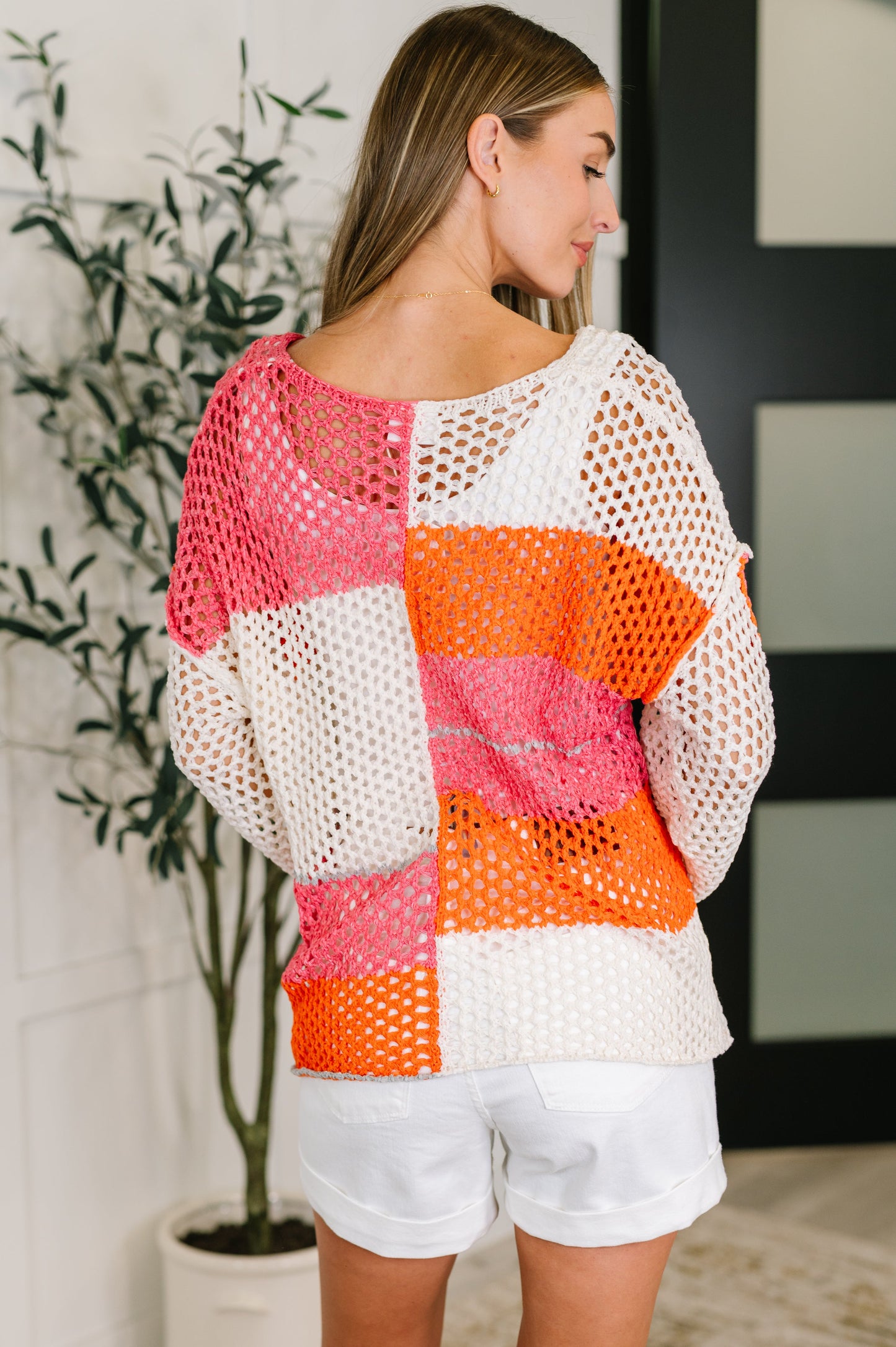 Off the Grid Net Color Block Layering Top