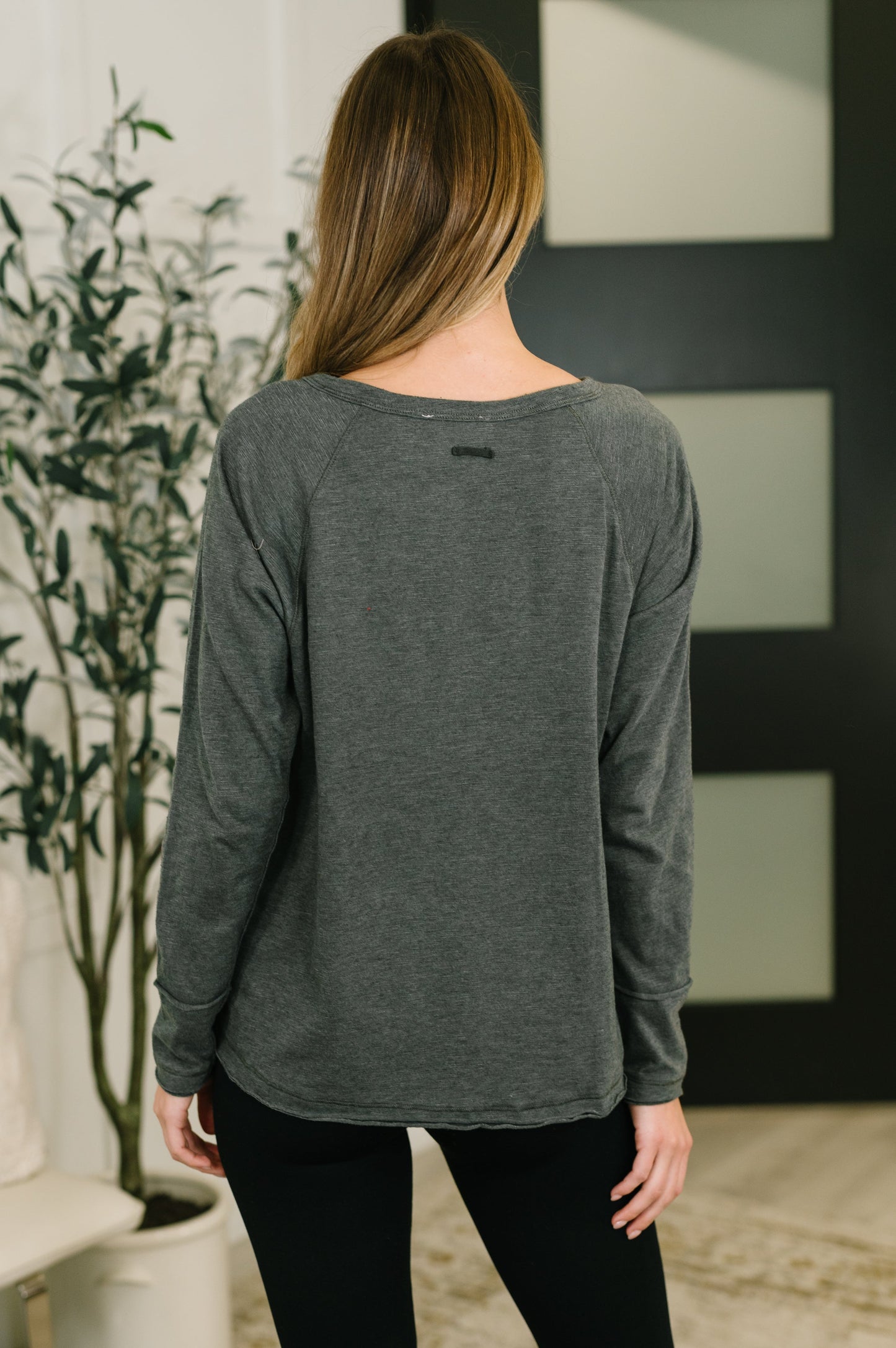 Rooftop View Raglan Sleeve Henley Top