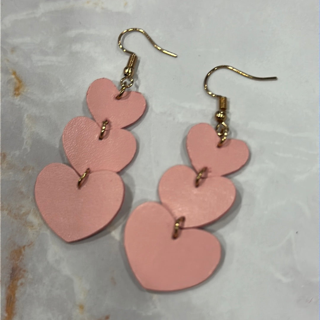 Leather Heart Trio Earrings