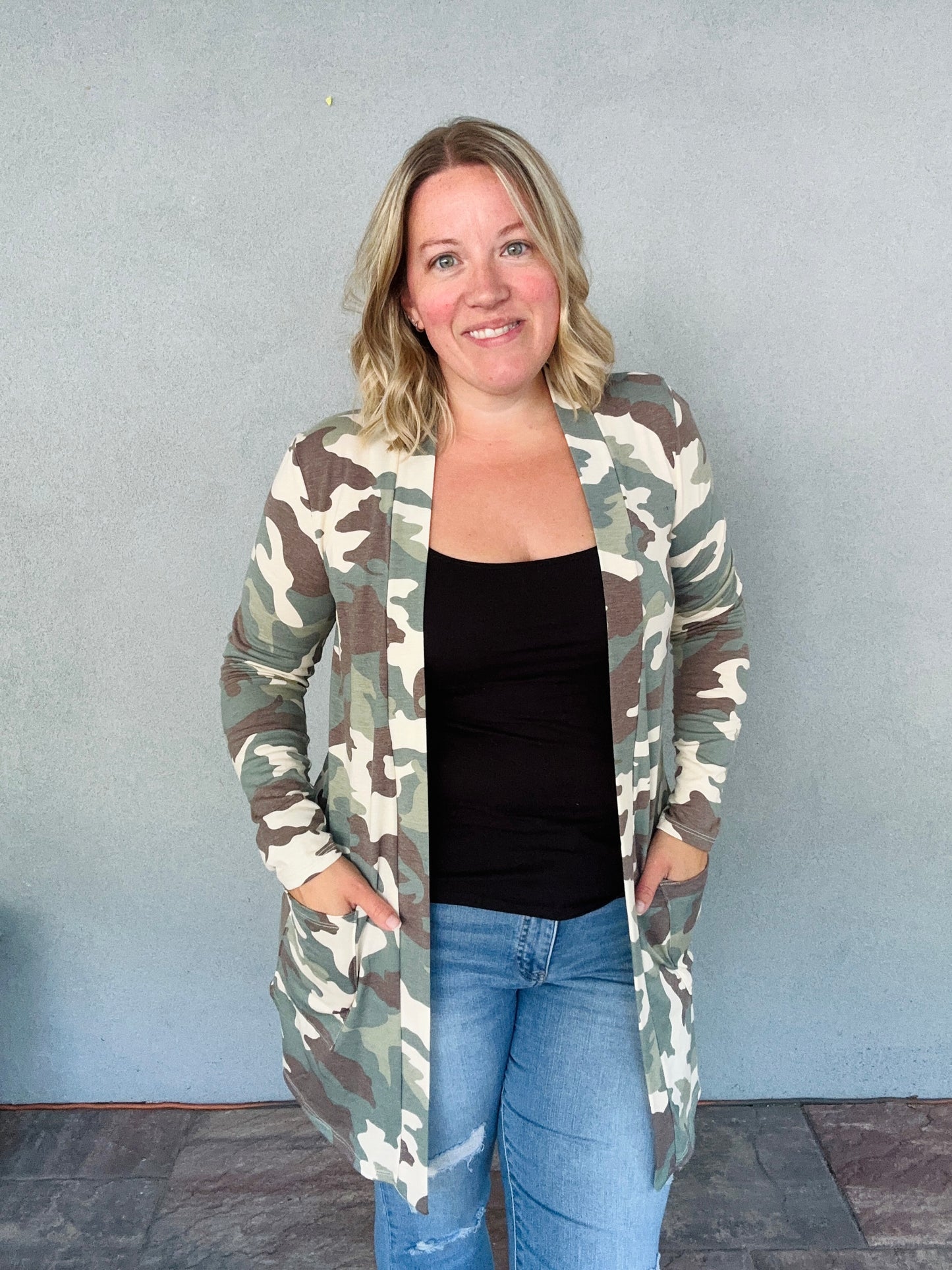 The Essential Cardigan in Camo