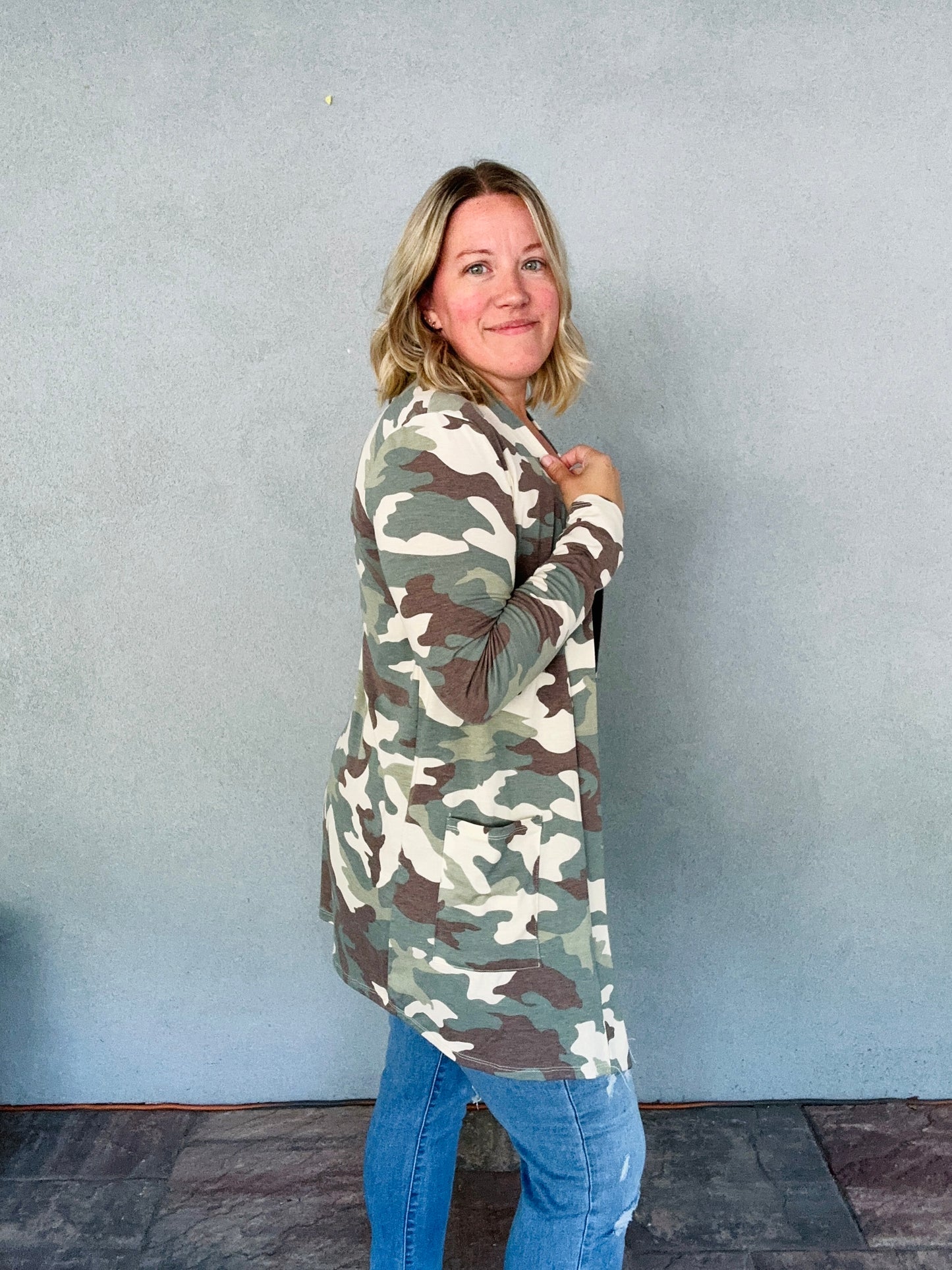 The Essential Cardigan in Camo