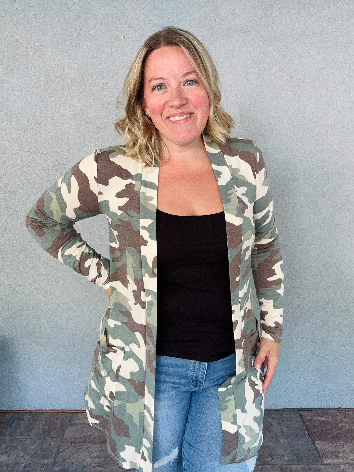 The Essential Cardigan in Camo