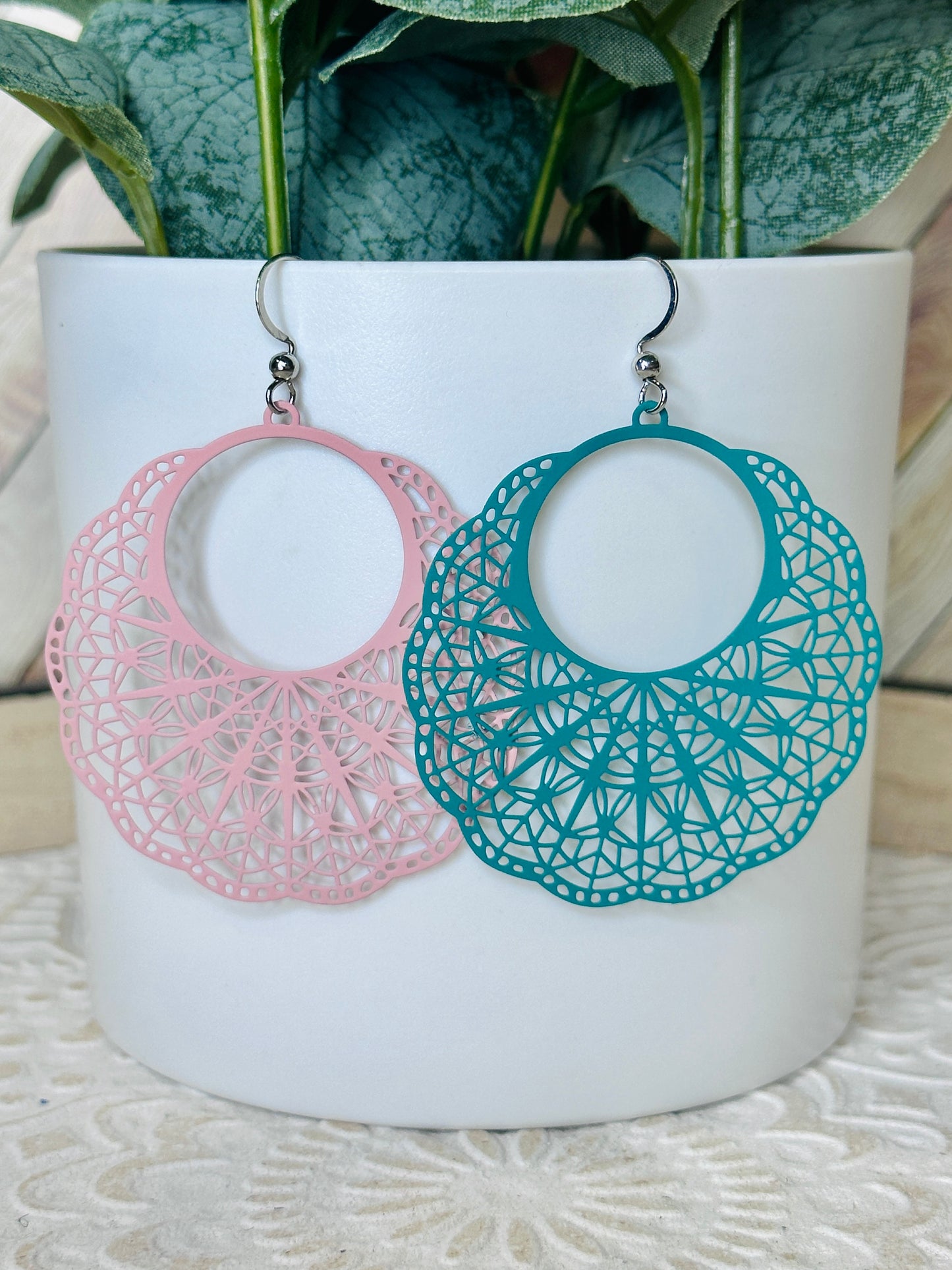 Colored Round Cutout Earrings