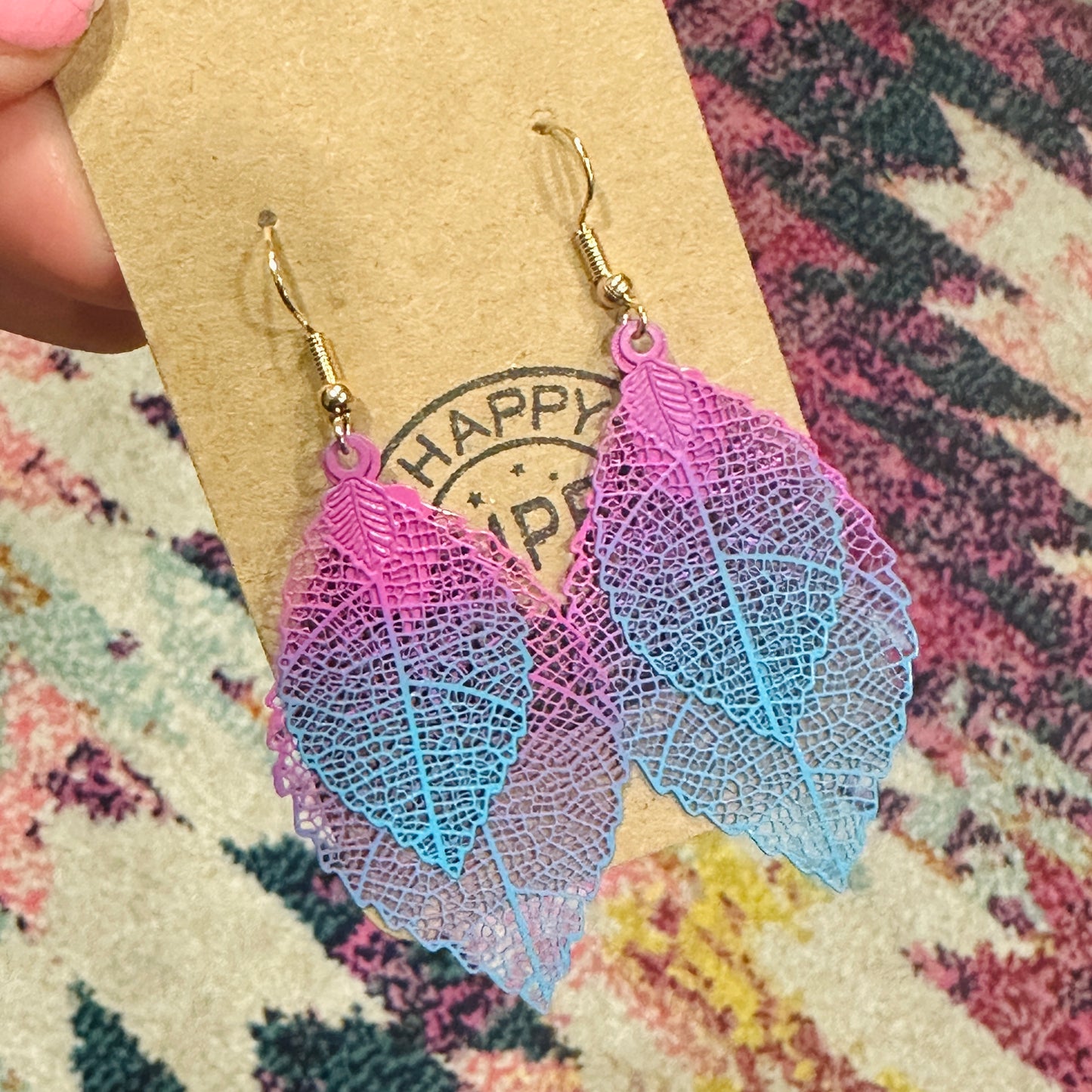 Ombre Filagree Leaf Earrings