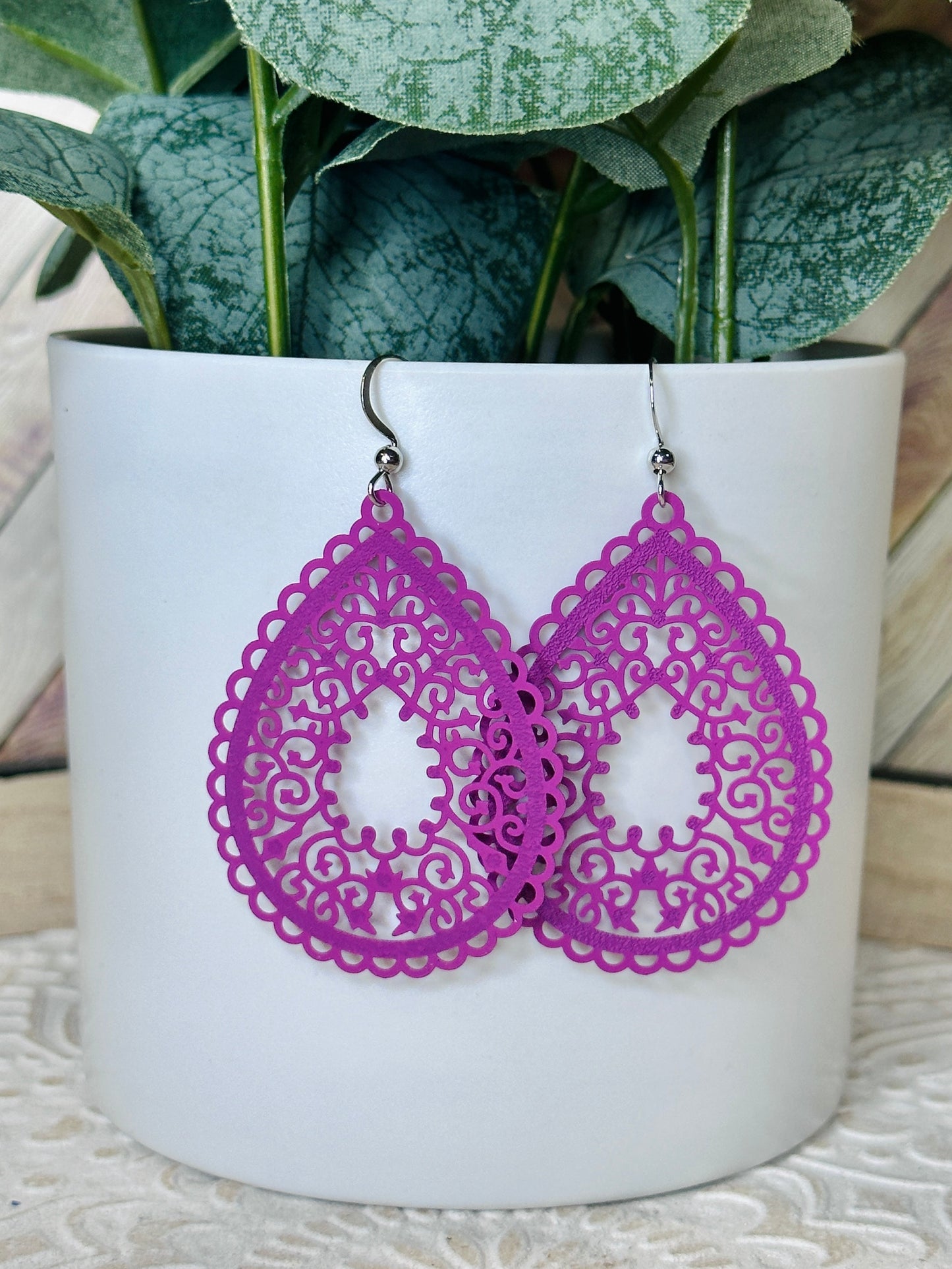 Colored Filagree teardrop Earrings