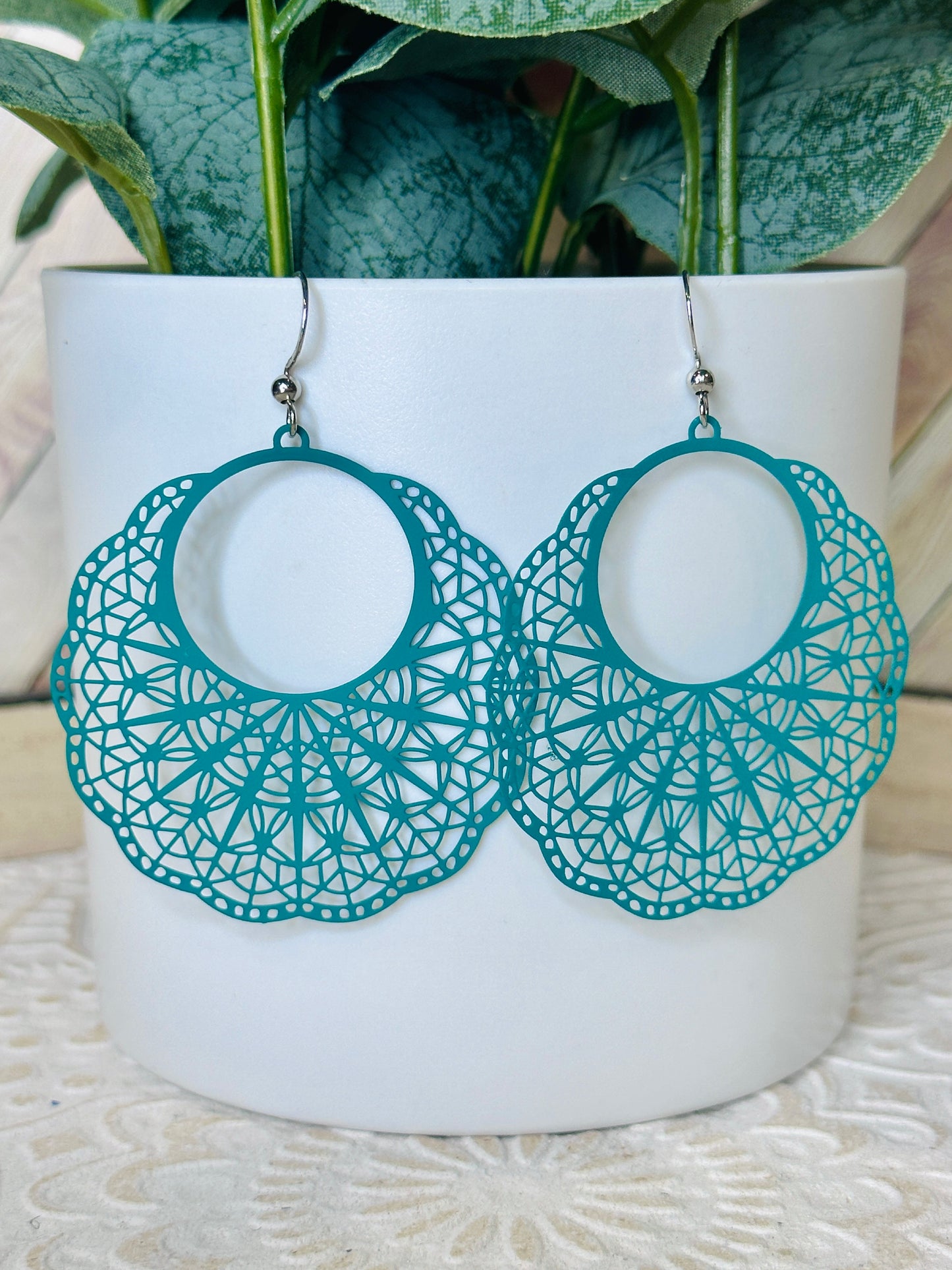 Colored Round Cutout Earrings