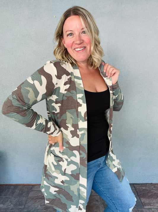 The Essential Cardigan in Camo