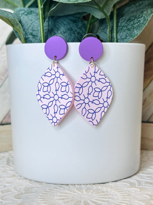 Purple Boho Clay Dangles