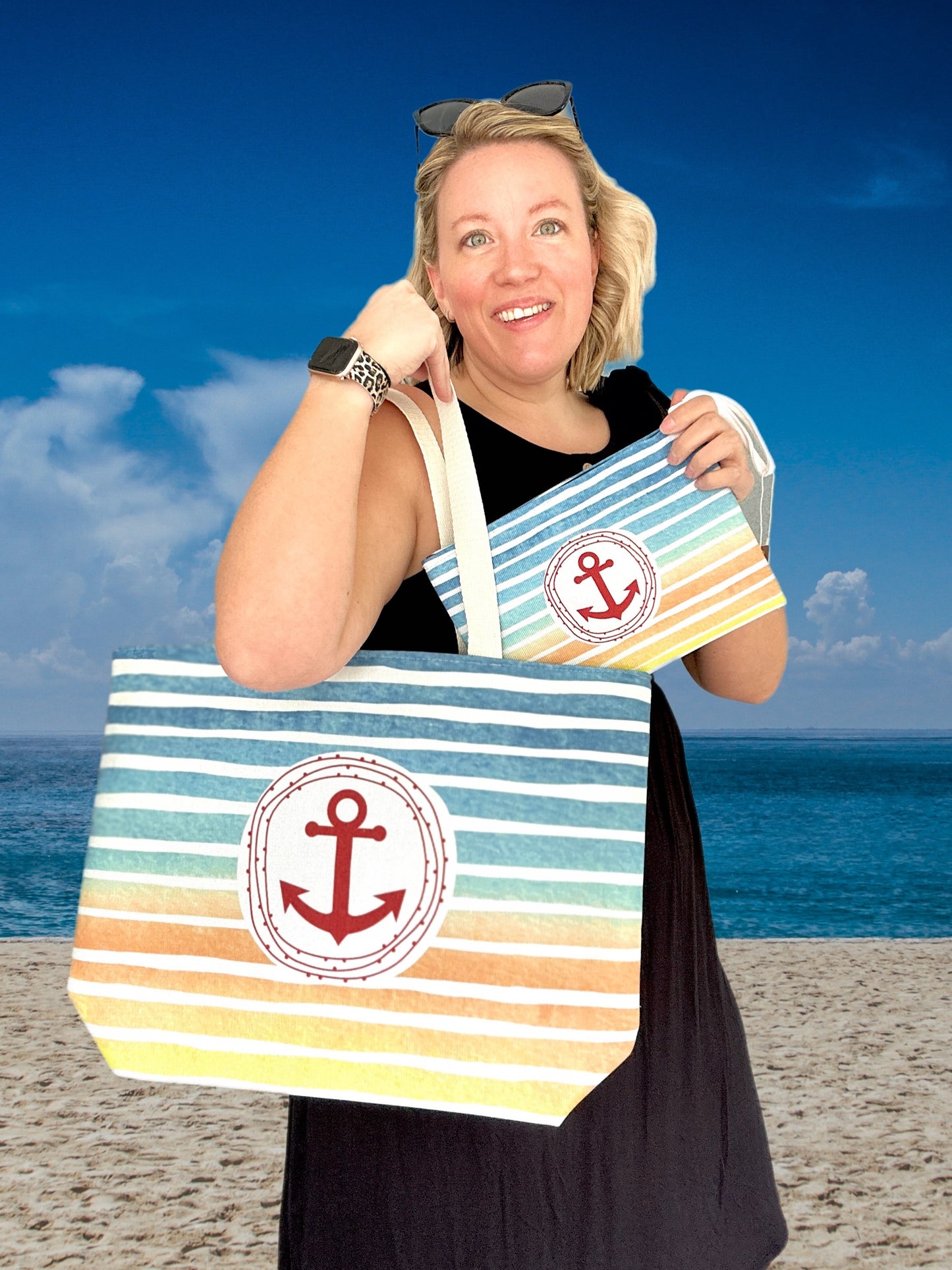 Sunset Anchor Tote & Wristlet