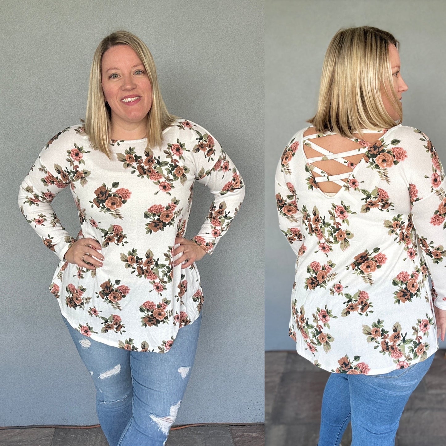 Floral Hacci Tunic with Criss Cross Back