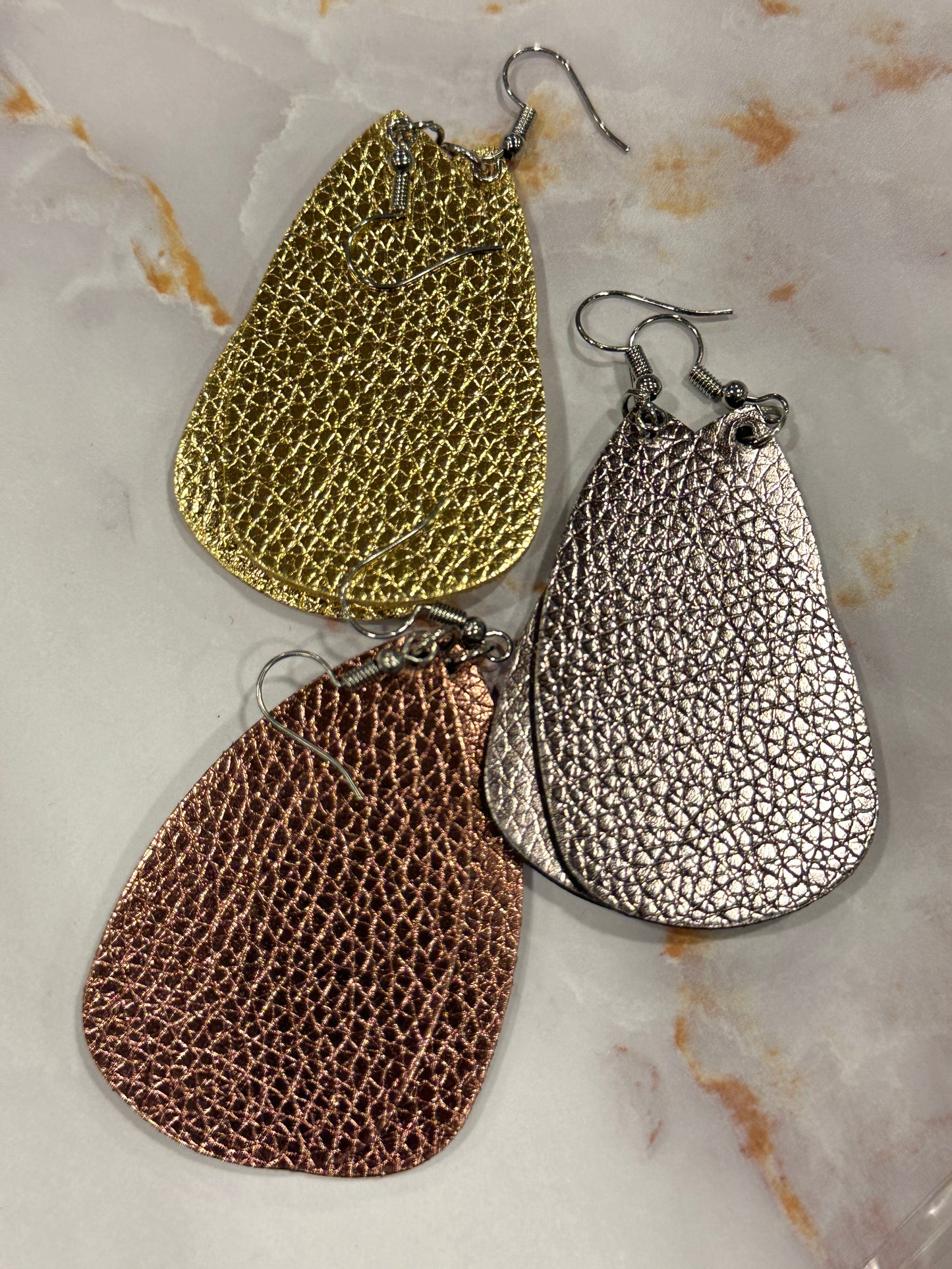 Metallic Leather Drop Earrings