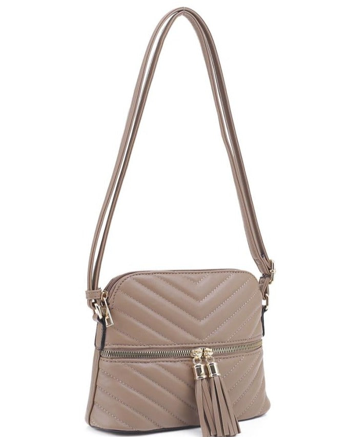 Tassel Crossbody Purse - Taupe