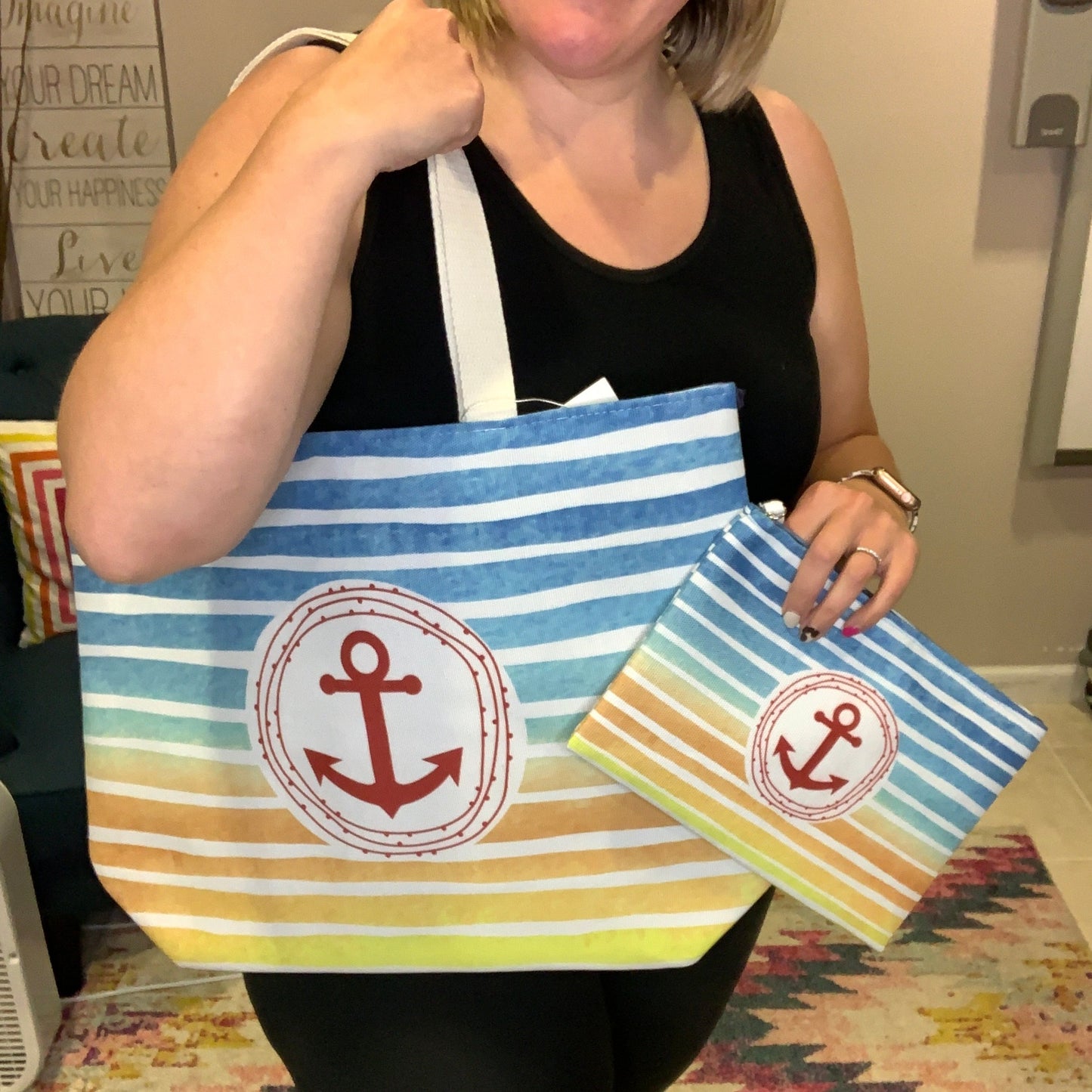 Sunset Anchor Tote & Wristlet