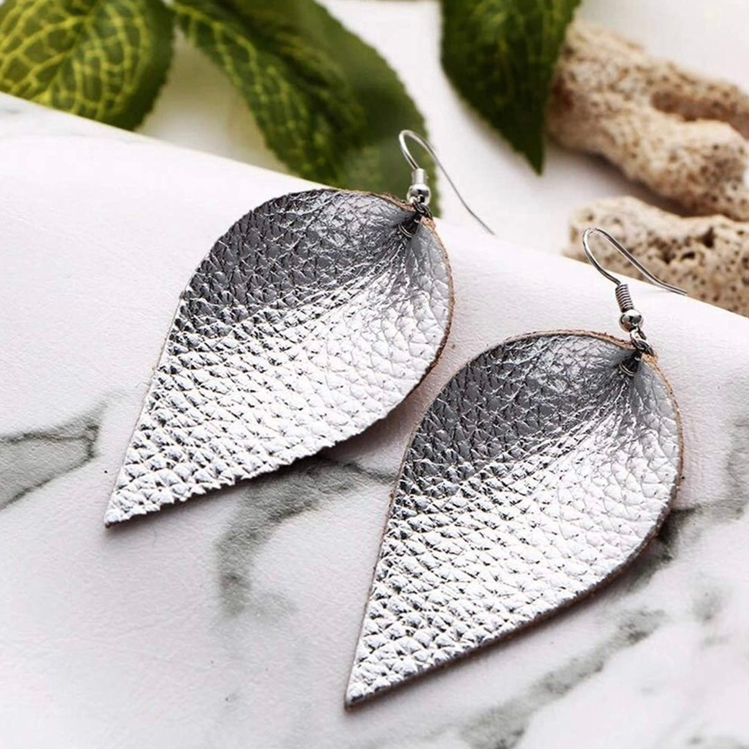 Leaf Leather Earrings