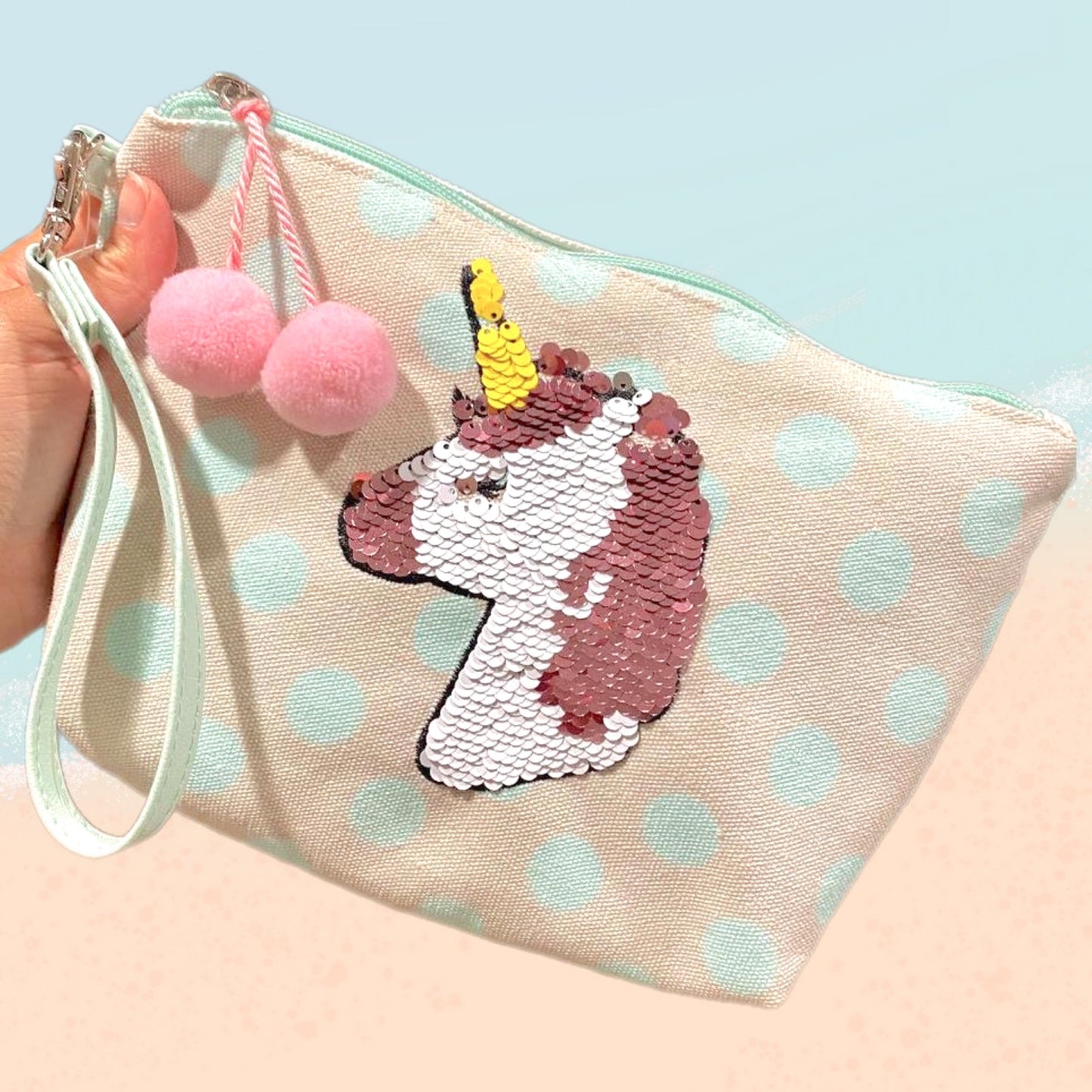 Unicorn Sequin Flip Cosmetic Bag/Pouch