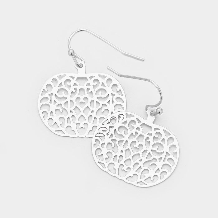 Brass Pumpkin Earrings - Silver