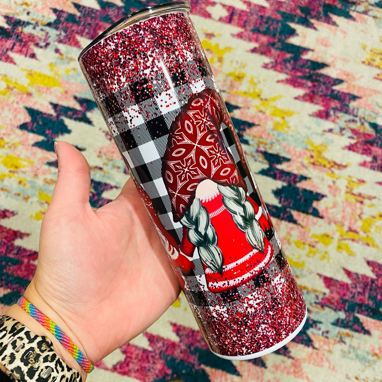 20oz Buffalo Plaid Gnome Tumbler