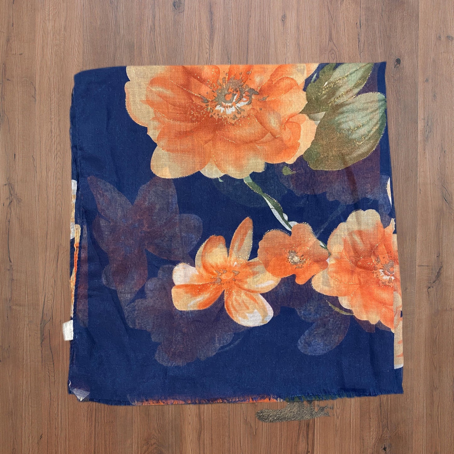 Blue Floral Lightweight Scarf