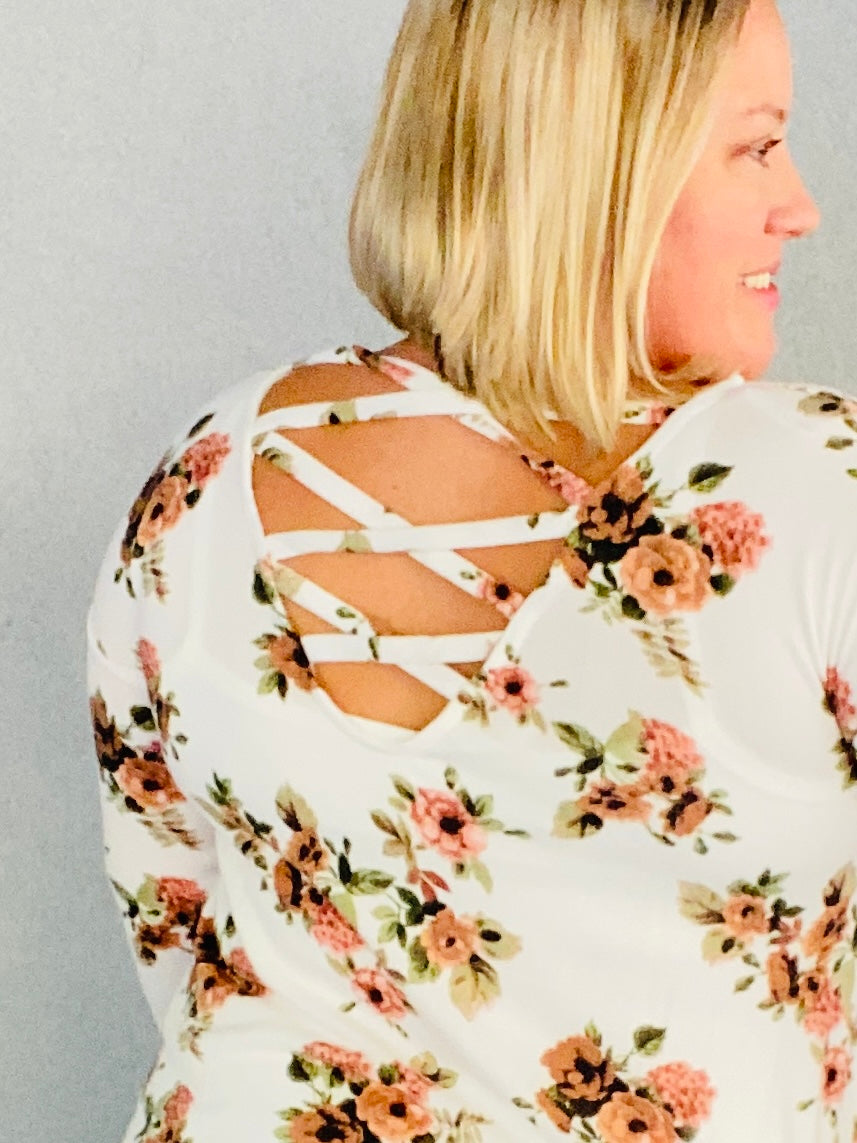 Floral Hacci Tunic with Criss Cross Back