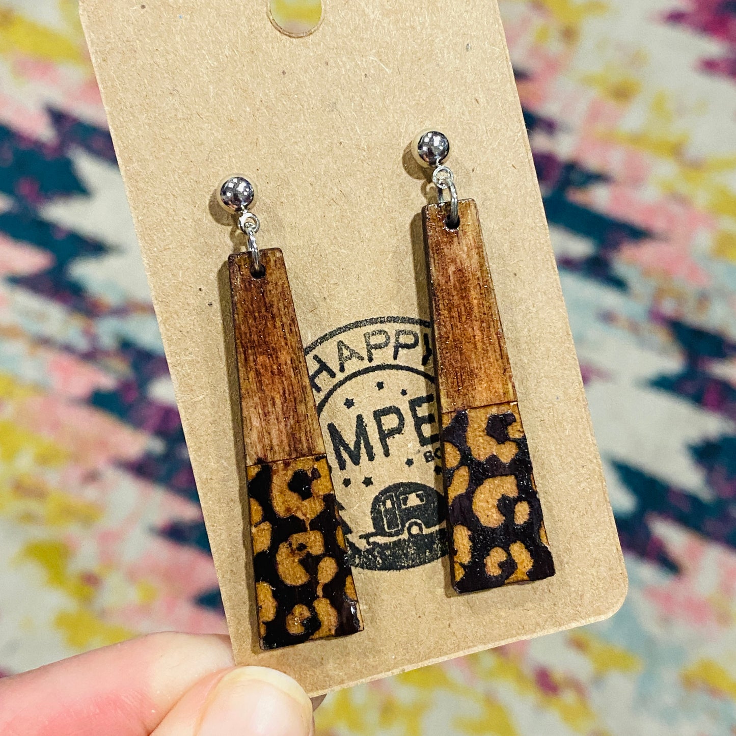 Wooden Leopard bar Dangles