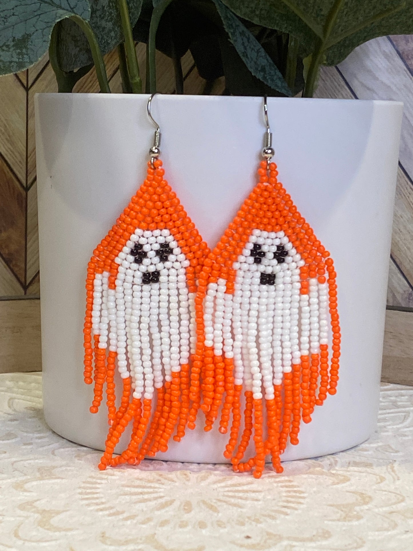 Beaded Ghost Earrings