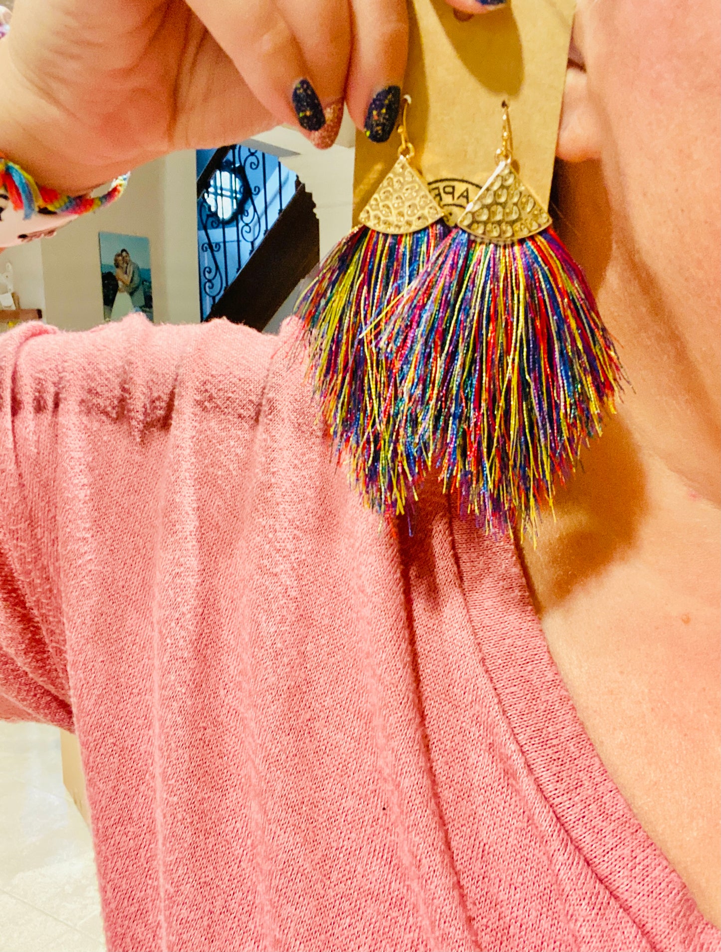 Boho Fringe Feather Earrings