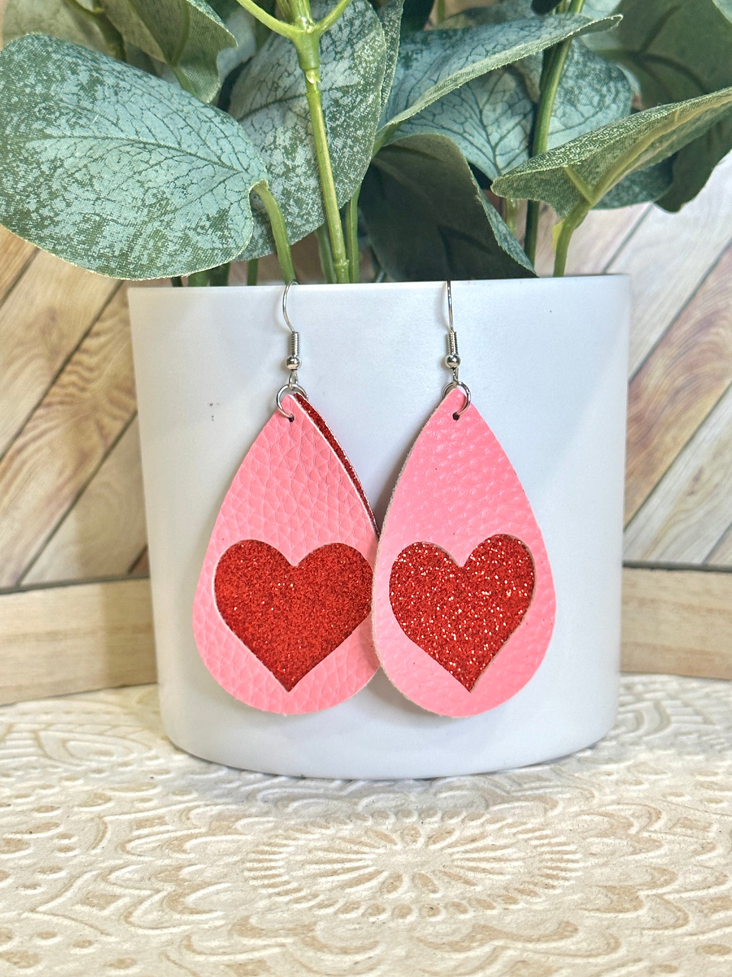 Valentines Faux Leather Earrings