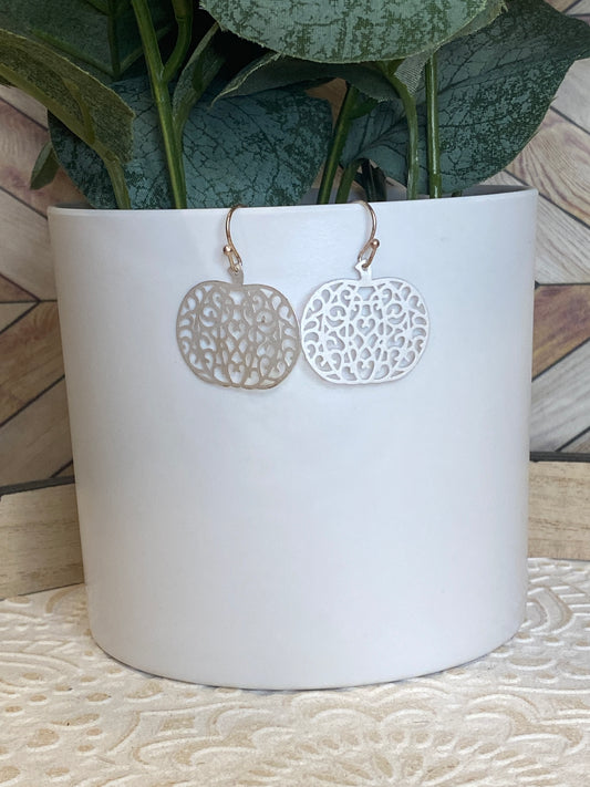 Brass Pumpkin Earrings - Silver