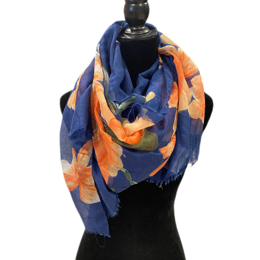 Blue Floral Lightweight Scarf