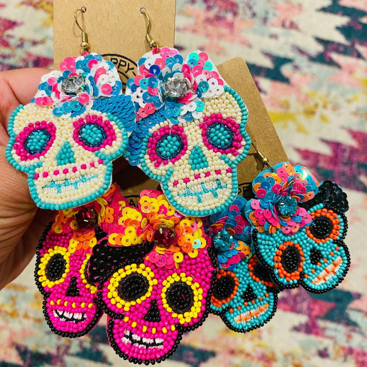 Beaded Sugar Skull Earrings