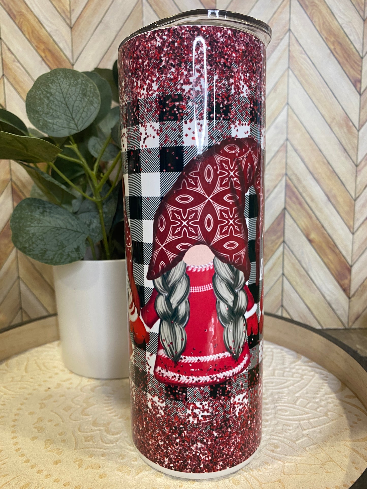 20oz Buffalo Plaid Gnome Tumbler