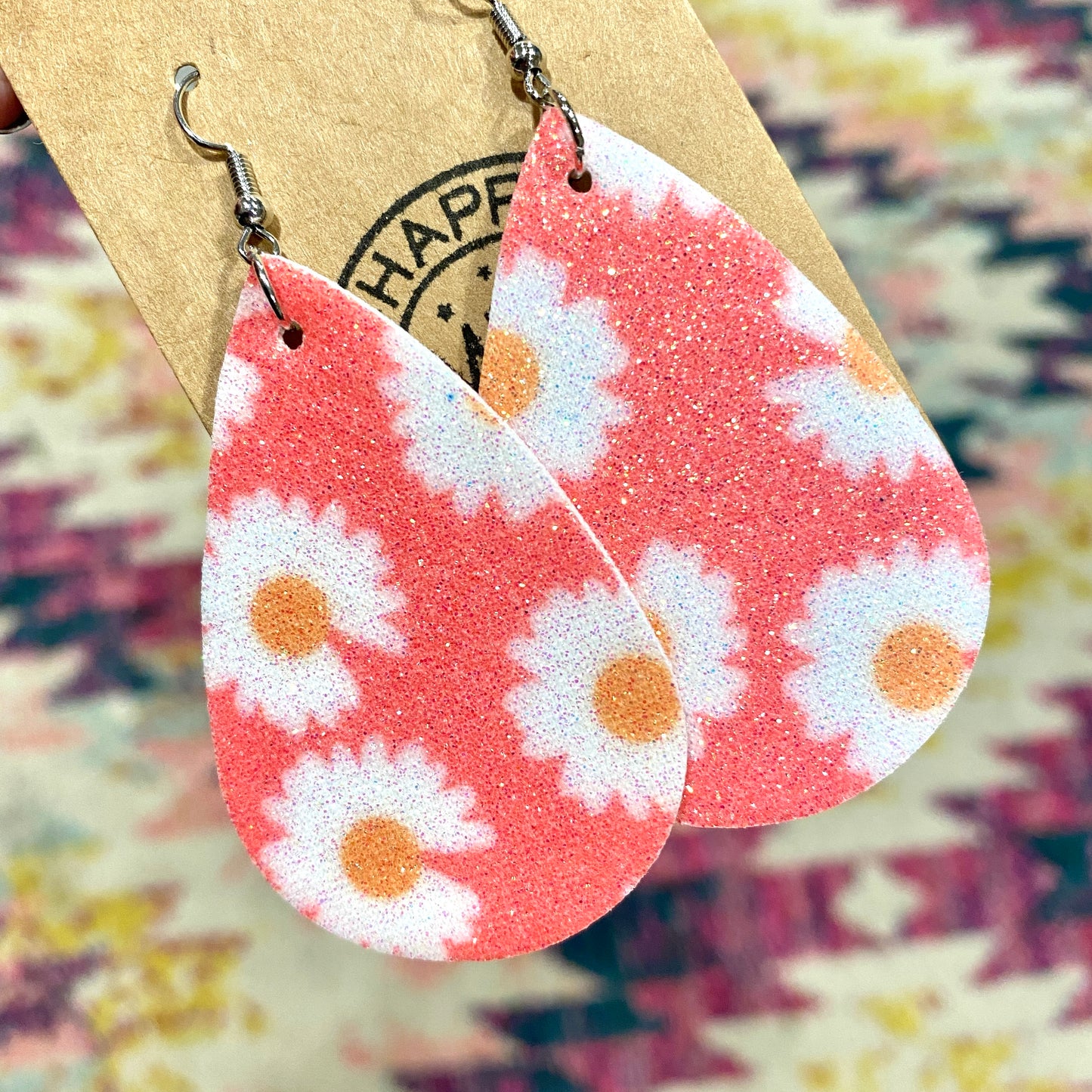 Large Daisy leather Earrings