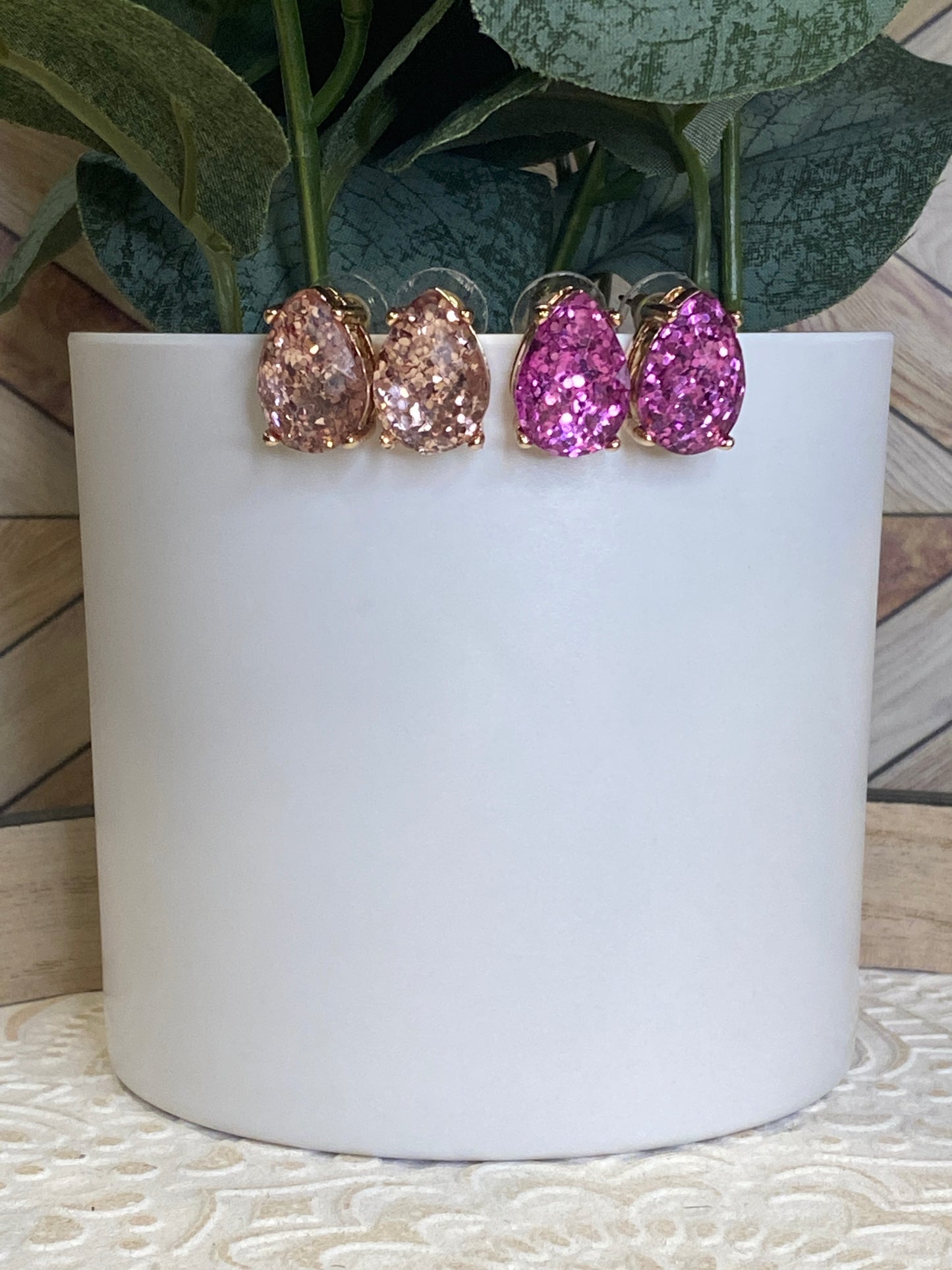 Teardrop Glitter Studs