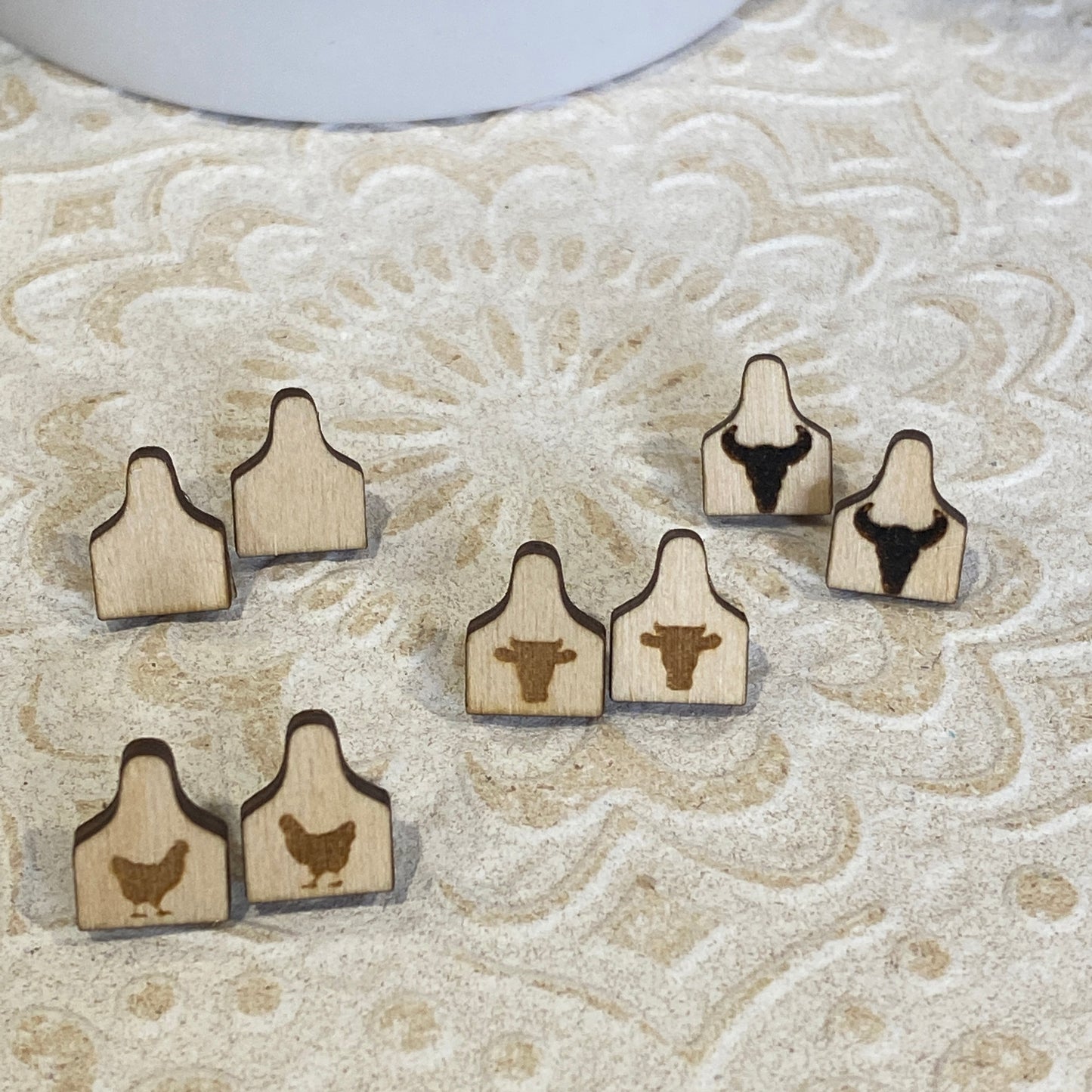 Cow Tag Stud Earrings