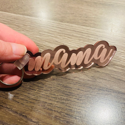 Rose Gold Mirror Mama Keychain