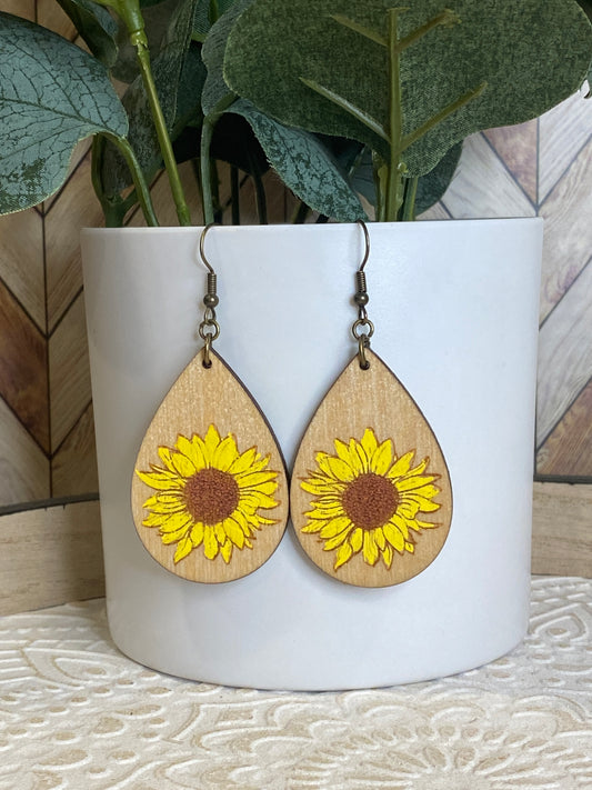 Teardrop Sunflower Earrings