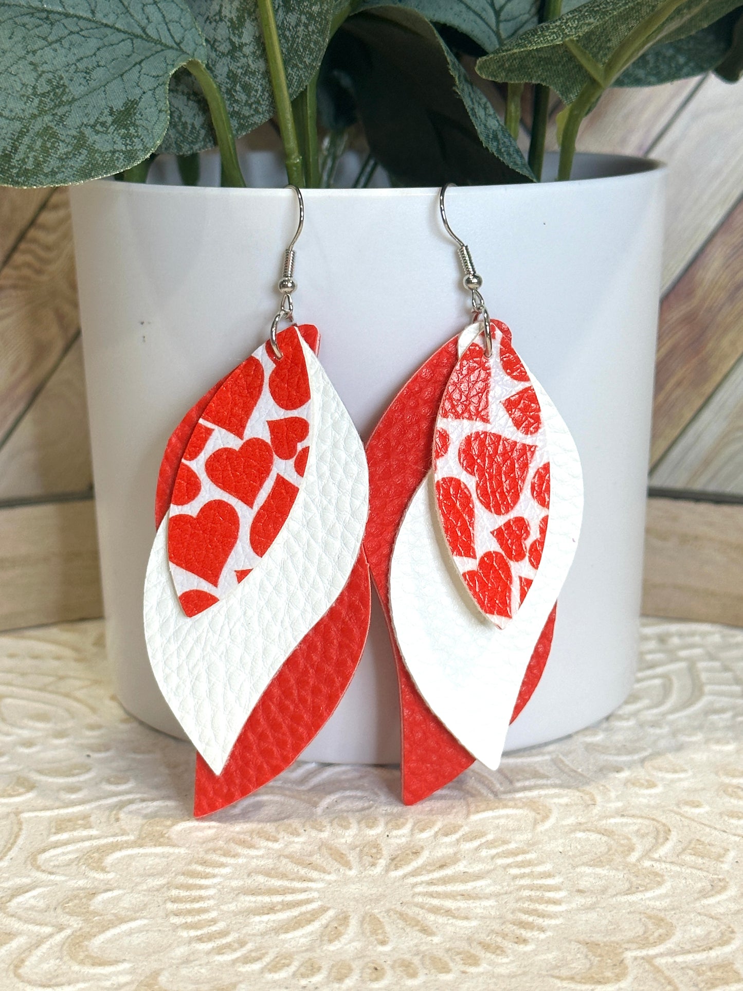 Valentines Faux Leather Earrings