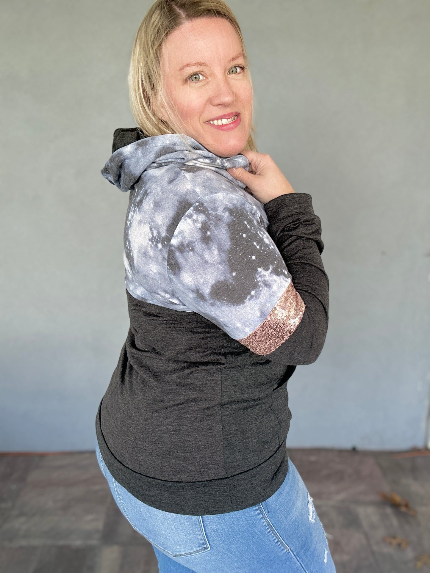 Tie Dye Sequin Lightweight Hoodie