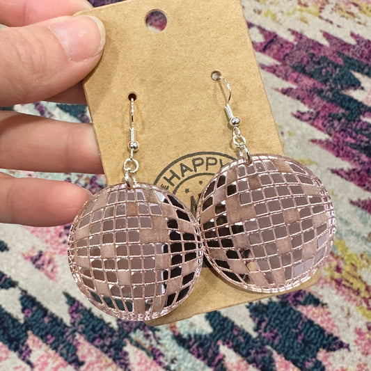 Rose Gold Disco Ball Earrings