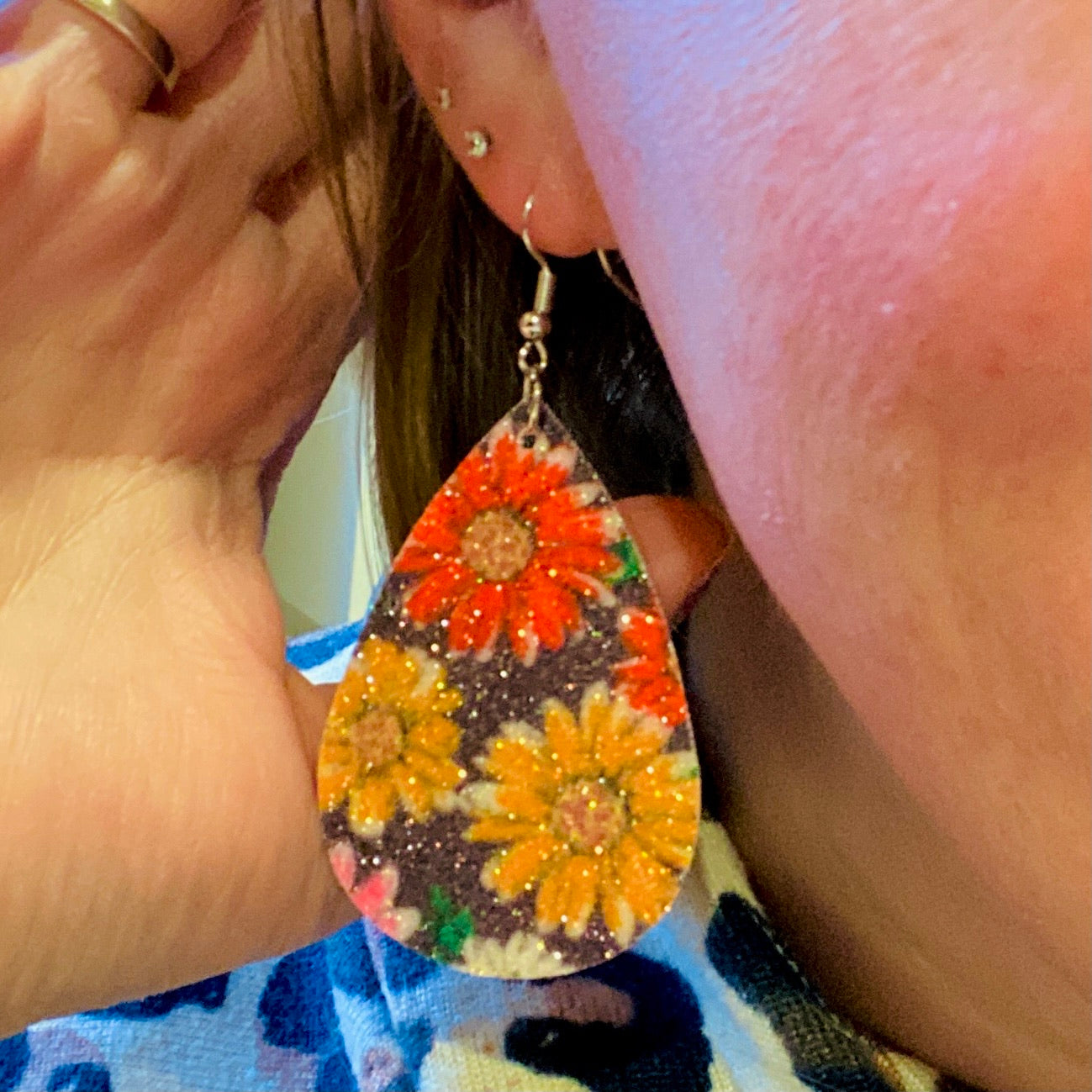 Gerber Daisy leather Earrings