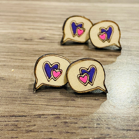 Wood Conversation Heart Studs