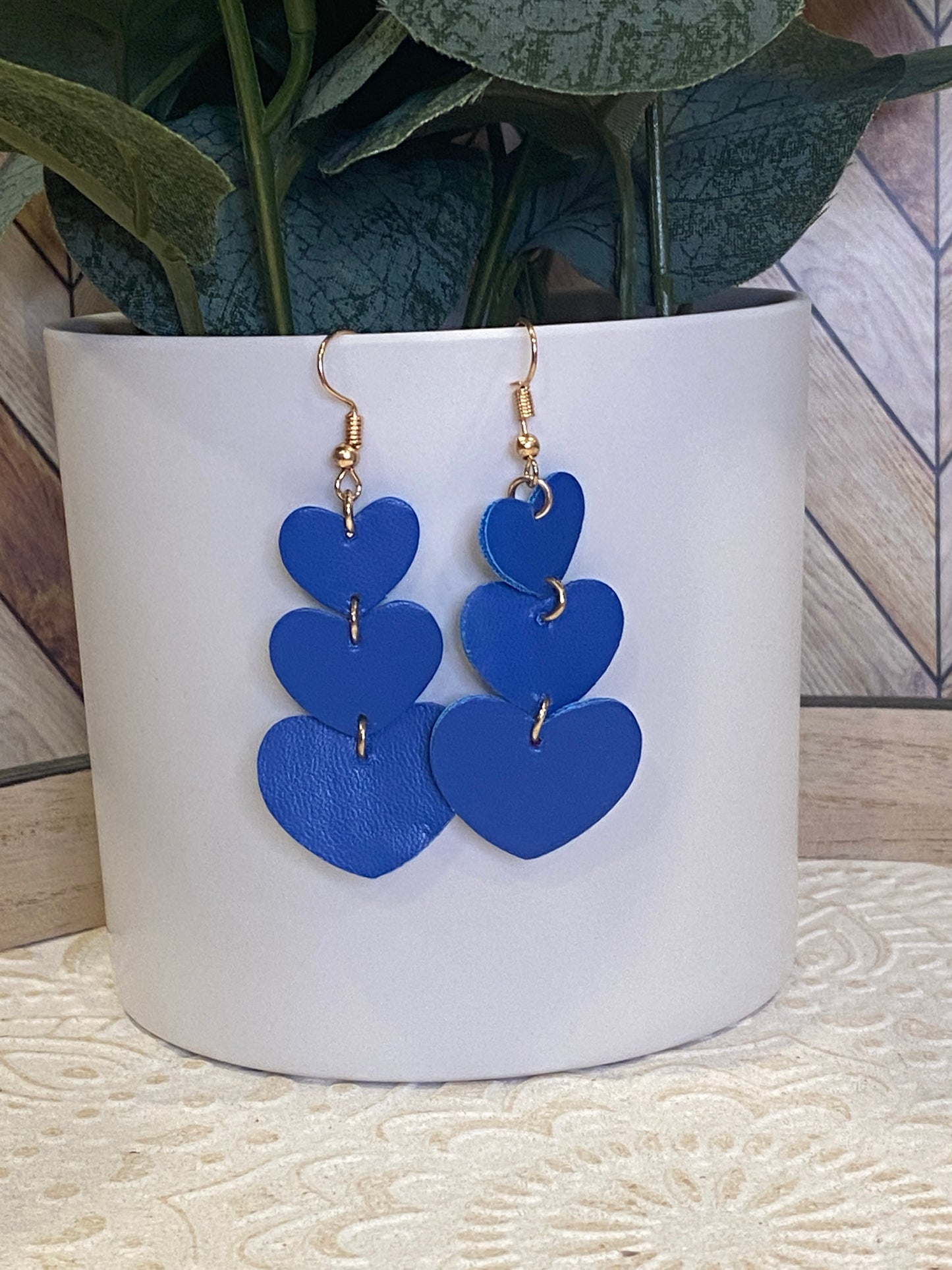 Leather Heart Trio Earrings