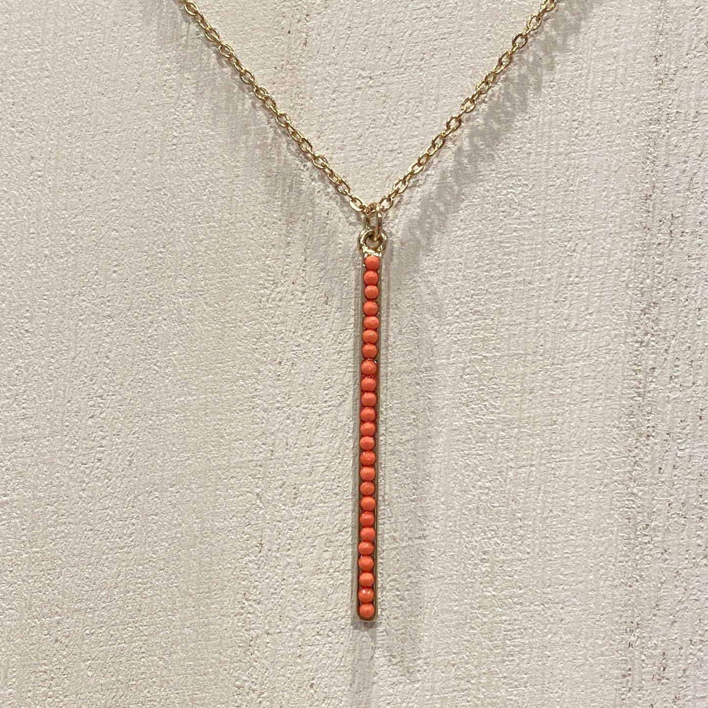 Coral Bar Pendant Necklace