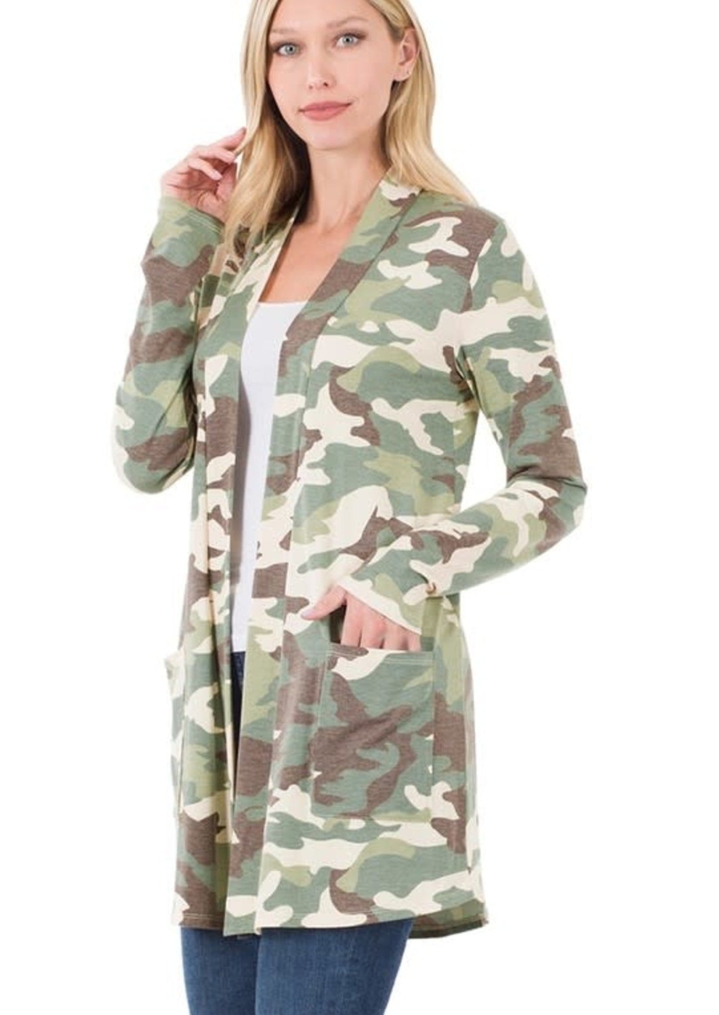 The Essential Cardigan in Camo