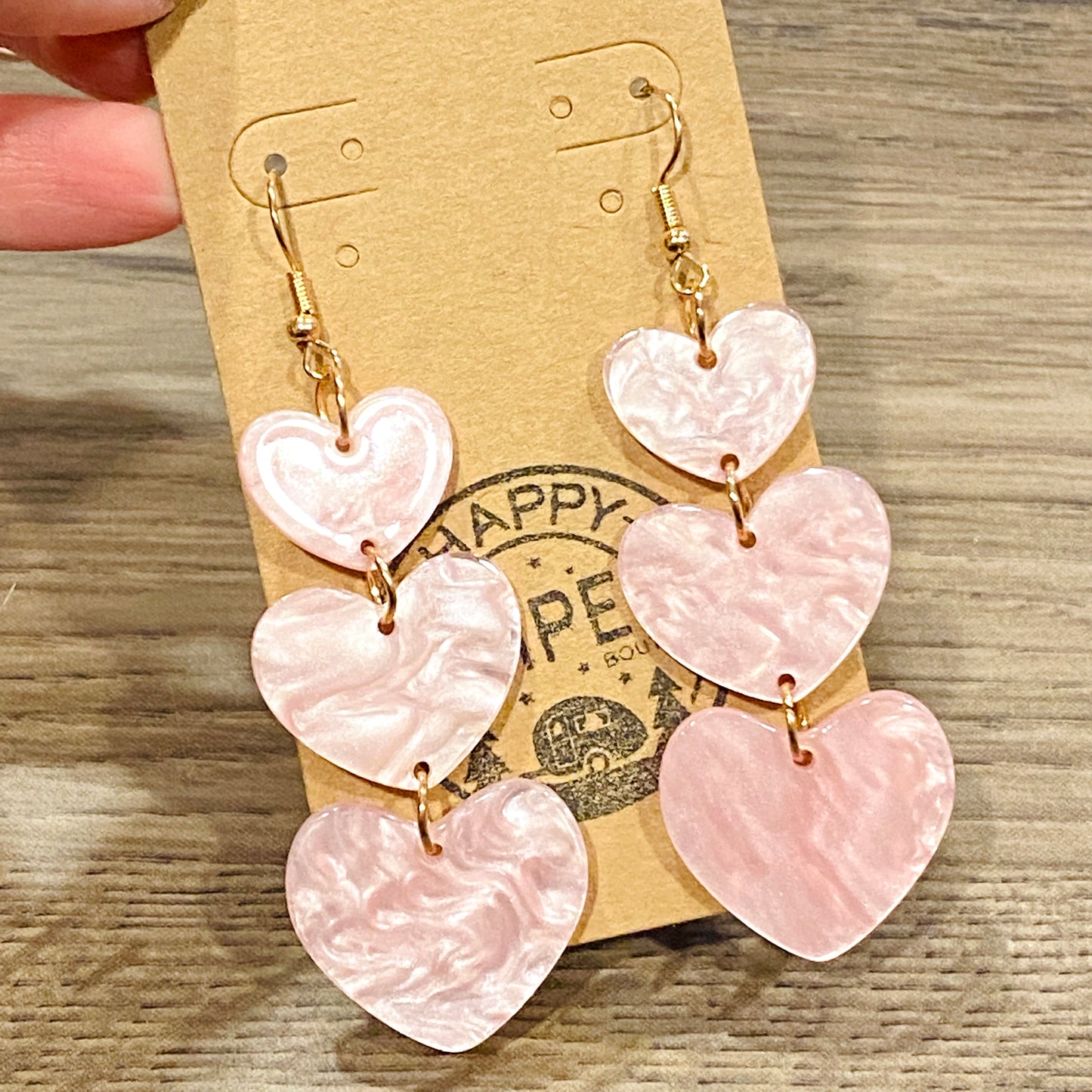 Valentine’s Day Acrylic Heart Trio Dangle Earrings