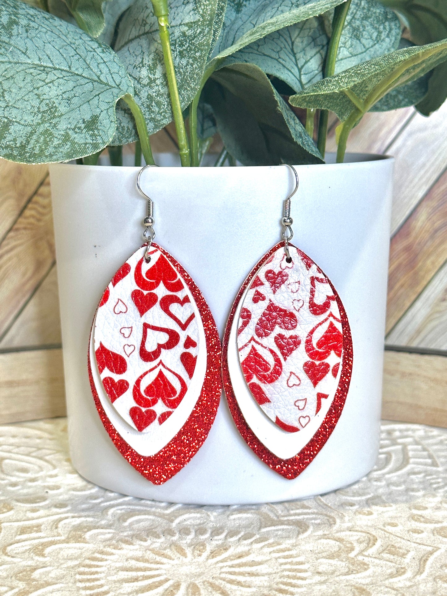 Valentines Faux Leather Earrings