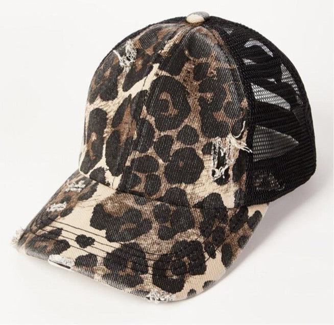 Leopard Baseball Cap - Black